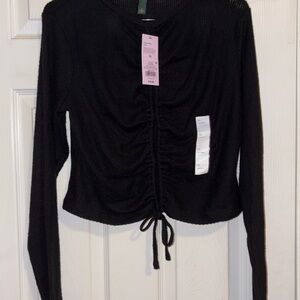 Wild Fable Black Ruched Long Sleeve Top XL